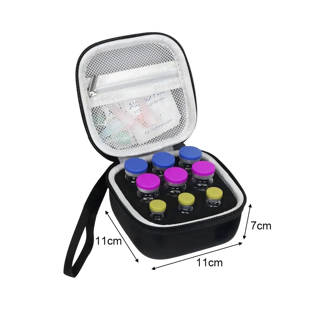 Peptide Storage Organizer Case for For medication Vials 9 Grids 11x11x7cm 10 Grids 17x11x7cm 15 Grids 17x12x7cm Black