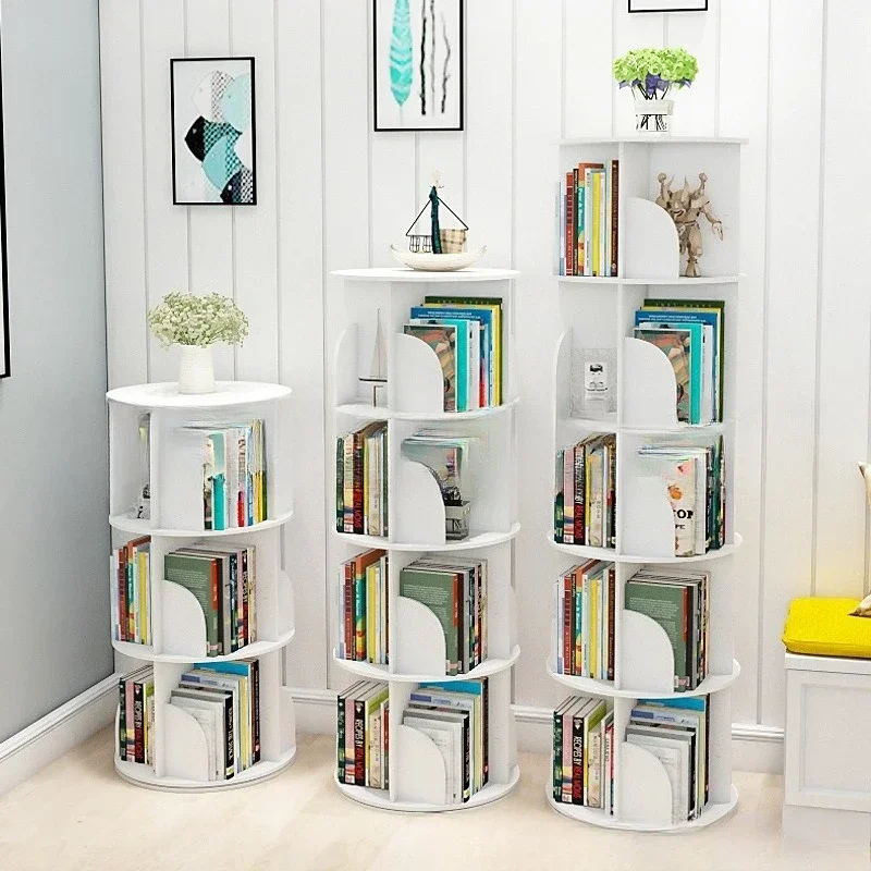 Creative rotating bookshelf 360-degree bookcase simple and simple modern table floor-to-ceiling multi-layer shelves for students