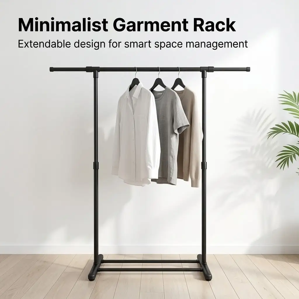 Matte Black Retractable Coat Rack