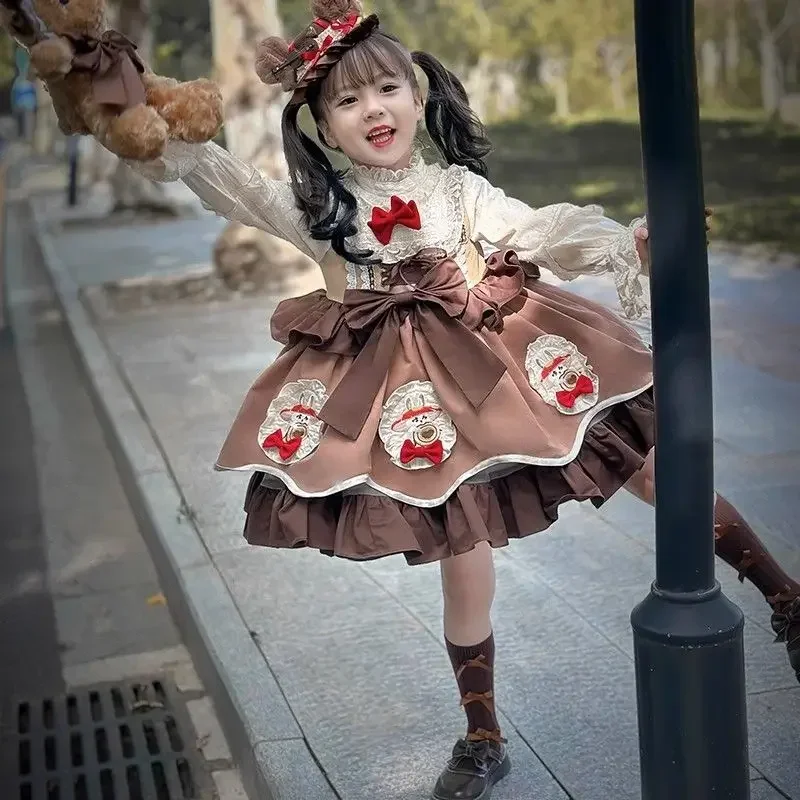 Girls Dress Lolita Childrens Fashion Dress Childrens Lolita Spring and Autumn 2024 New Western Autumn and Winter