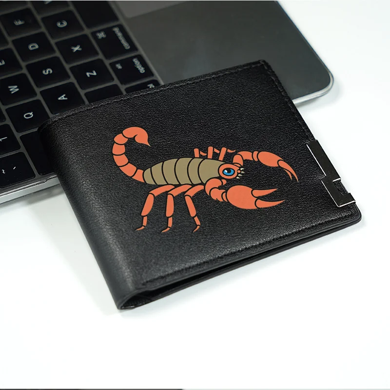 Portafoglio da uomo in pelle PU con logo Scorpion Slim Business Fashion Design compatto Durevole Leggero Uso quotidiano