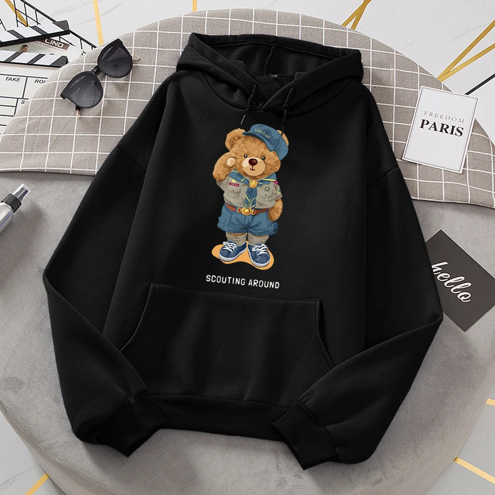 Cute Teddy Bear Salute Scoring Around Hoodie Woman Hip Hop S-Xxl Hoody Cartoons High Quality Sweatshirt Fashion Casual Hooded