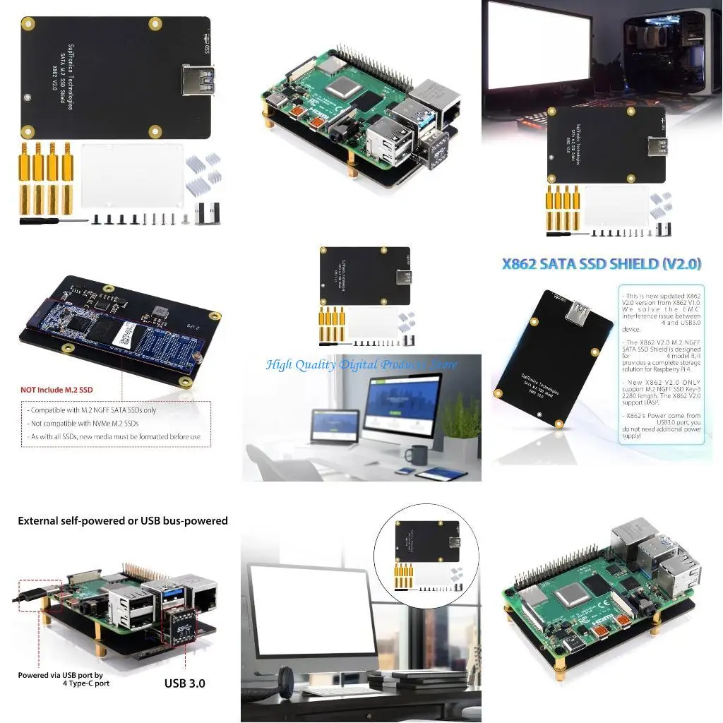 

U2JE Store More ForRaspberryPi 4 Storage X862 V2.0 NGFF SSD Expansion Board