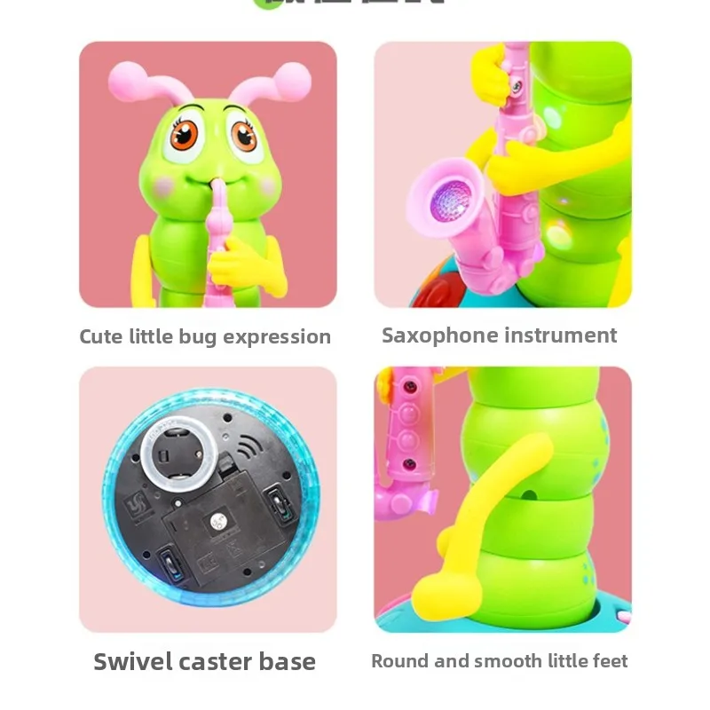 أغنية الموسيقى للأطفال الساكسفون تويستر باغ لعبة خفيفة ملونة عالمية #5