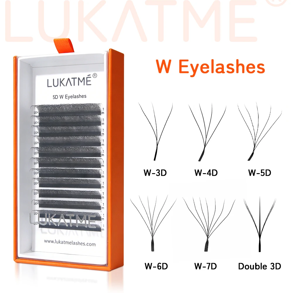LUKATME 3D 4D 5D 6D 7D W Eyelash Extension 0.07 BASF Flowering Easy Apply Premade Fans 7D W Shaped Bloom Volume 5D False Eyelash