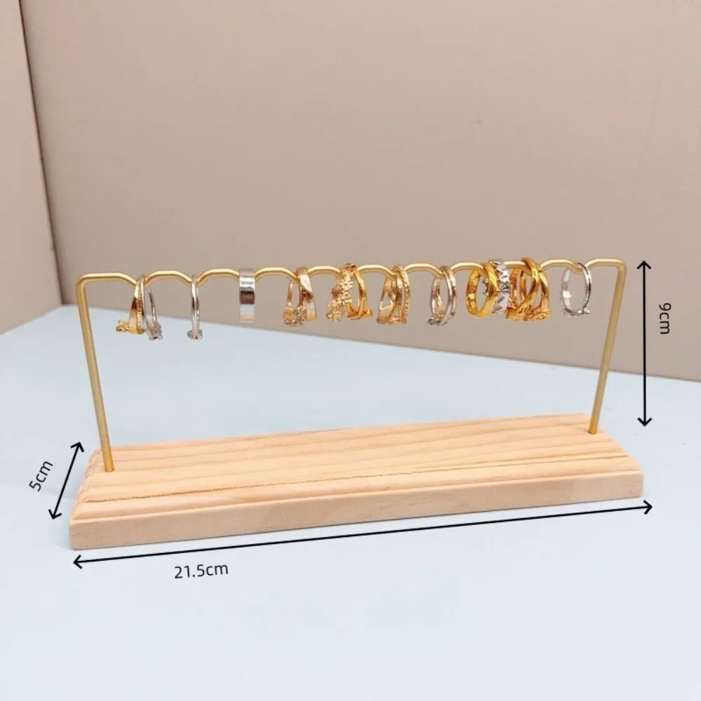 Multi-Layer Earring Display Stand Jewelry Photography Prop Space Saving Jewelry Holder Rack Hanging Bar Stand Natural Wood Base