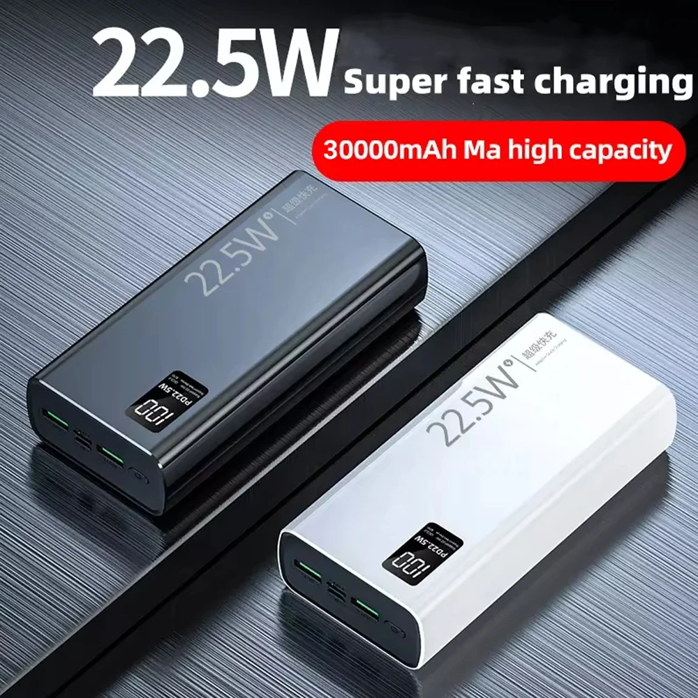 Power Bank Portátil 20000mAh com Tela LCD, Carregamento Rápido e 2 Saídas USB para Celular, Tablet e Viagem