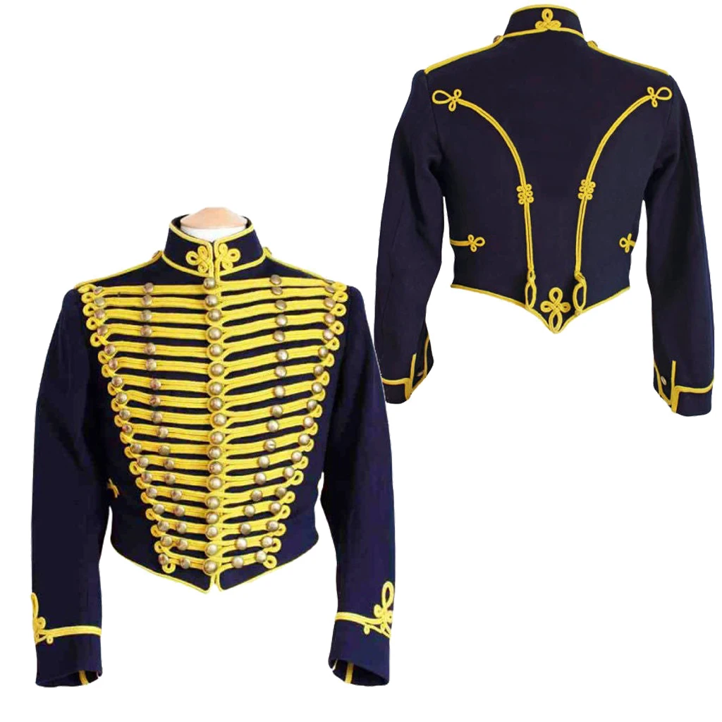 Men's Navy Blue Hussar Military Jacket Cosplay Costume Napoleonic Navy Men's Officer Costume Theater Costume Custom Made