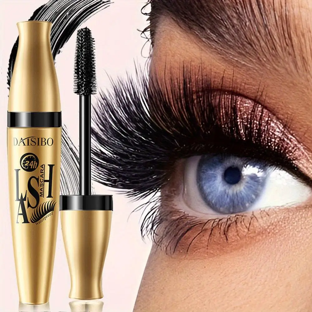 4D Waterproof Mascara Quick Dry Curling Volumizing Lash Mascara  Smudge‑Proof Long Lasting 24H Thick Black Eyelash Makeup