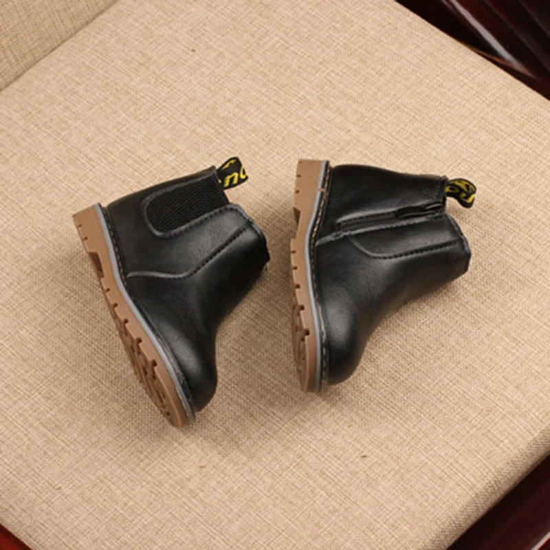 Autumn Winter Fashion Short Boots Soft Sole Waterproof Children\'s Boots Casual Solid Leather Boots Girl Boy Ankle Boot