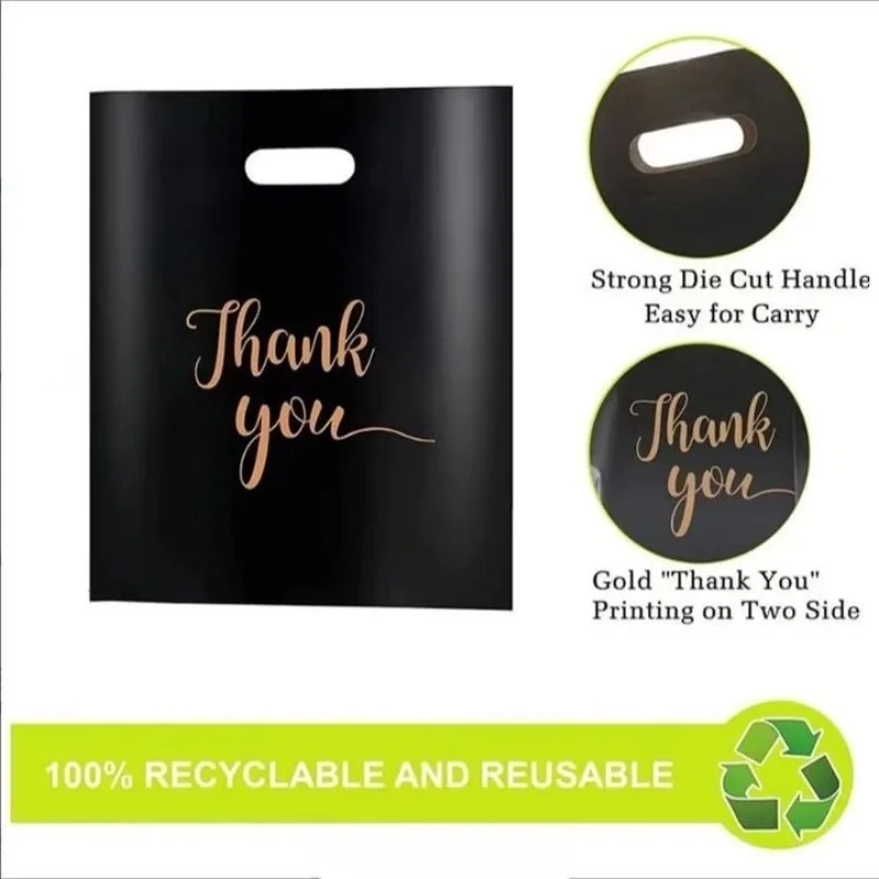 حقائب شكرًا لك، حقائب حفلات بلاستيكية قابلة لإعادة الاستخدام، قوية ومتينة، تستخدم طويل الأمد لحفلات الزفاف وأعياد الميلاد وأعياد الميلاد