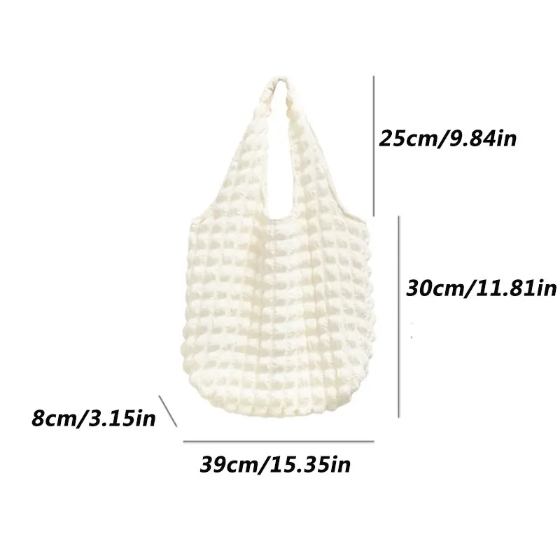 Bolso de hombro plisado de nube de burbujas para mujer, bolso de tela suave, bolso informal, bolso de compras de lona ligero, bolso para libros