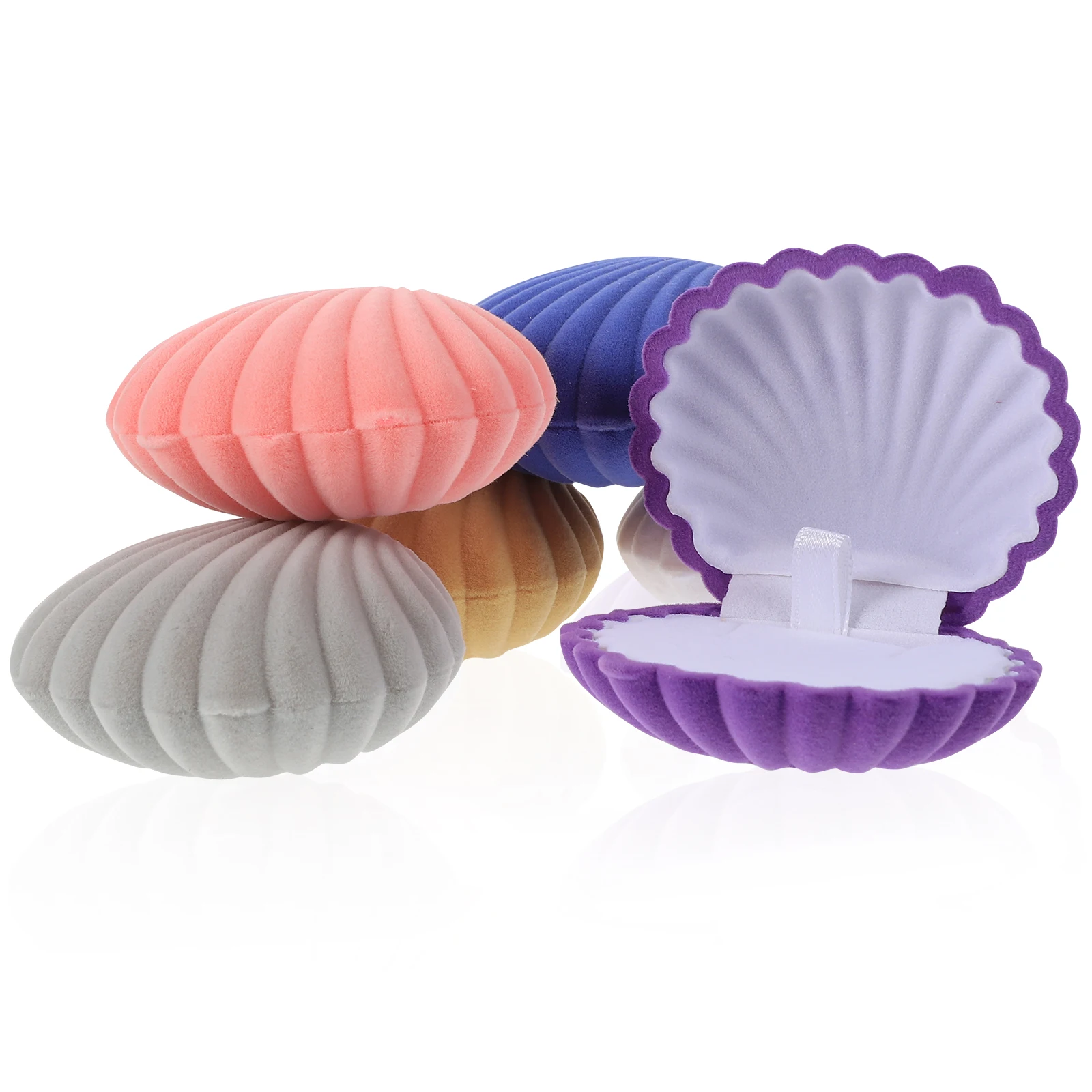 

6 Pcs Jewelry Box Shells Earring Case Statue Engagement Boxes Flannel Gift Lovers for Presents Packaging