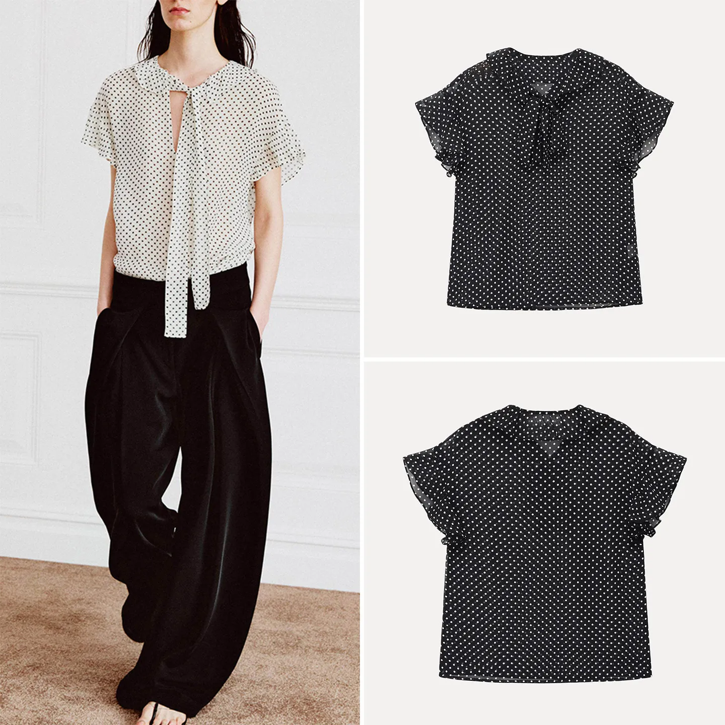 

Women's Summer Casual Polka Dot Knot Short Sleeve Shirt Loose Fit Commute Style Fashion 2026 New Arrival
