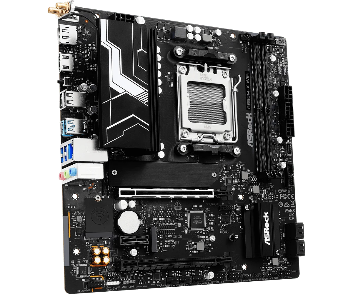 ASRock B850M-X WiFi R2.0 Motherboard Micro-ATX Wi-Fi 6E AM5 AMD B850 DDR5 8200+(OC) Supports AMD Ryzen 9000/8000/7000 CPU