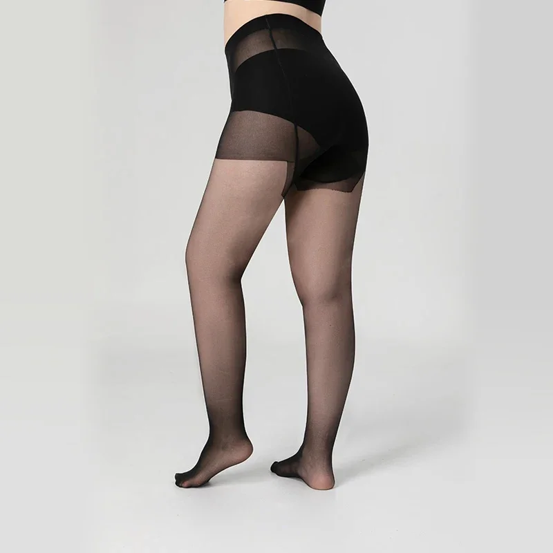 Plus Size Women 0D Sheer Tights High Elastic Thin Control Top Pantyhose Soft Nylon Breathable Daily Casual Hosiery