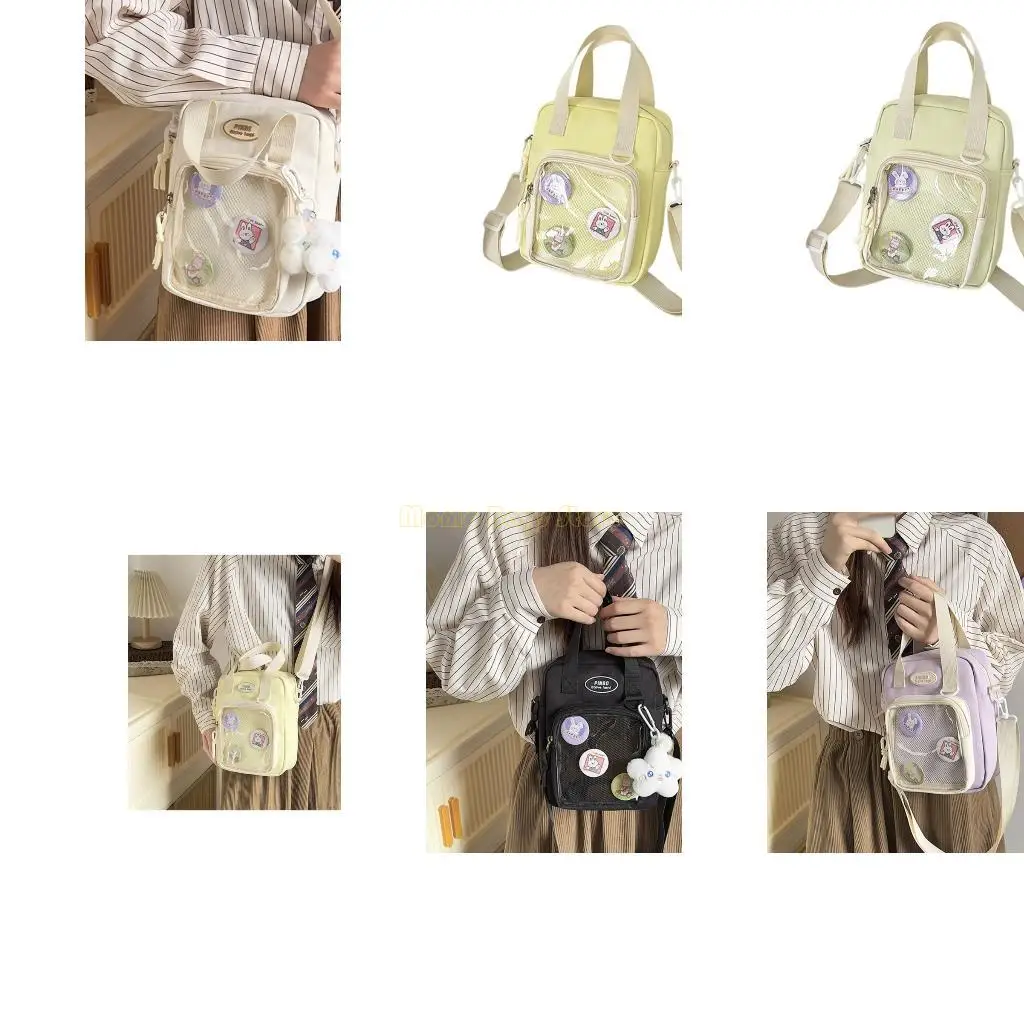 

X90D Trendy Cartoon Print Crossbody Bag Large Capacity Nylon Fabric Shoulder Purse