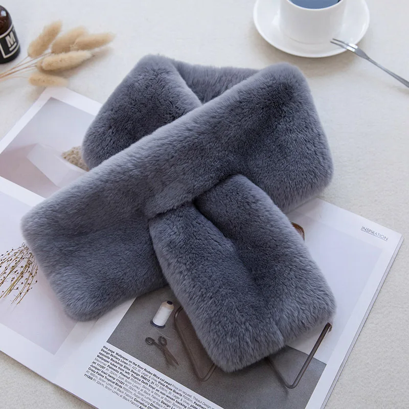 winter Thick Real Natural Rabbit Fur Fluffy Scarf  Collar Rabbit Fur Muffler Fashion Scarves Neckerchief Wholesale Retail