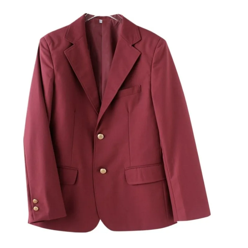 Women Men Casual Blazer Long Sleeve School Uniform Coat Work Office JK 2 Buttons Blazer Jacket Suit with Pockets