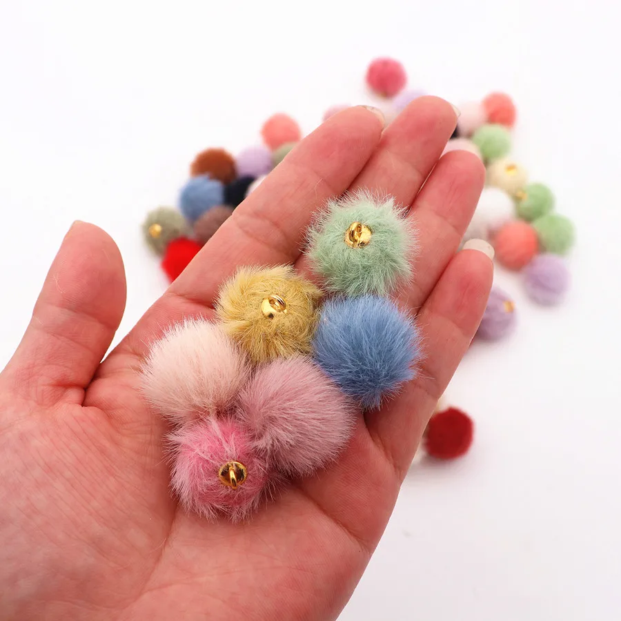 خرزات كرات فراء مقلدة من القطيفة ، خرزات كرات بوم يدوية الصنع ، دلاية للقلادة ، الأساور ، القرط ، صناعة الحلي ، 10: 15: 50