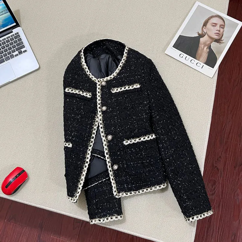 Down Liner Short Woolen Jacket Women\'s Outwear Autumn Winter New Tweed Coat Loose Korean Single-Breasted Wool Jacket Tops