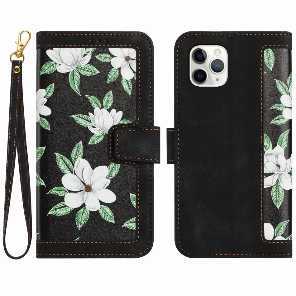 Malerei Kunst Blume Leder Telefon Brieftasche Fall Buch Für Samsung Galaxy S25 S24 S23 S22 S21 S20 FE A06 A16 A26 A36 A56 Flip-Cover – Detail 17