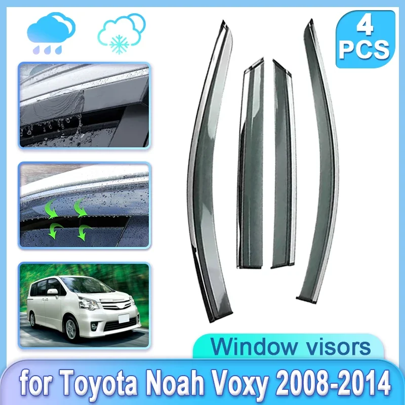 

4x Car Window Door Visor for Toyota Noah Voxy NAV1 R70 X S V ZS 2008~2014 Rain Guard Shades Weathershield Wind Rain Accessories