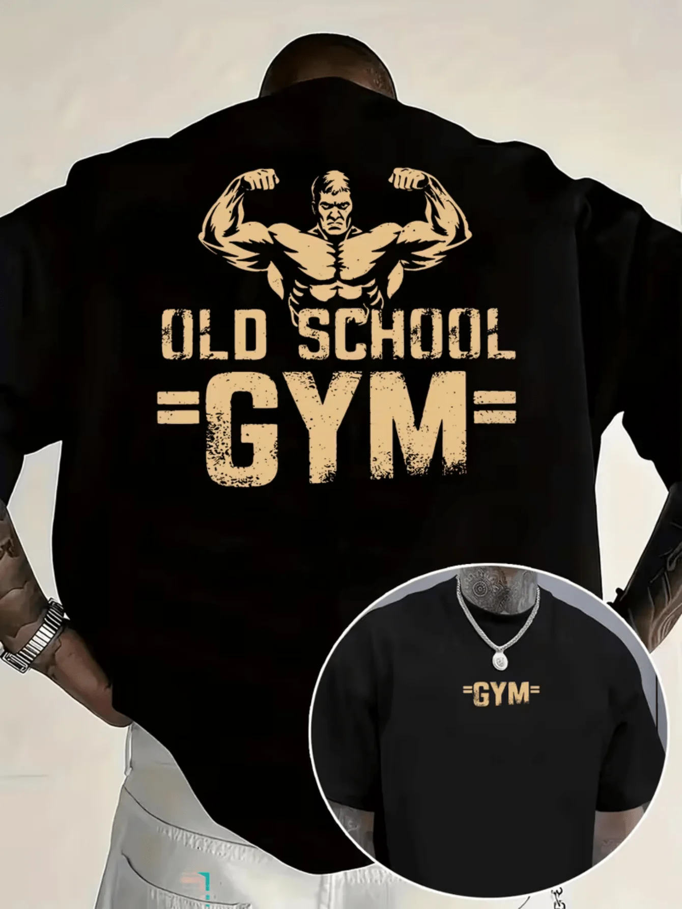 Retro Old School Gym Print on Premium 100% Cotton Mens T shirt Perfect for Summer Workout Sessions and Fitness Streetwear
