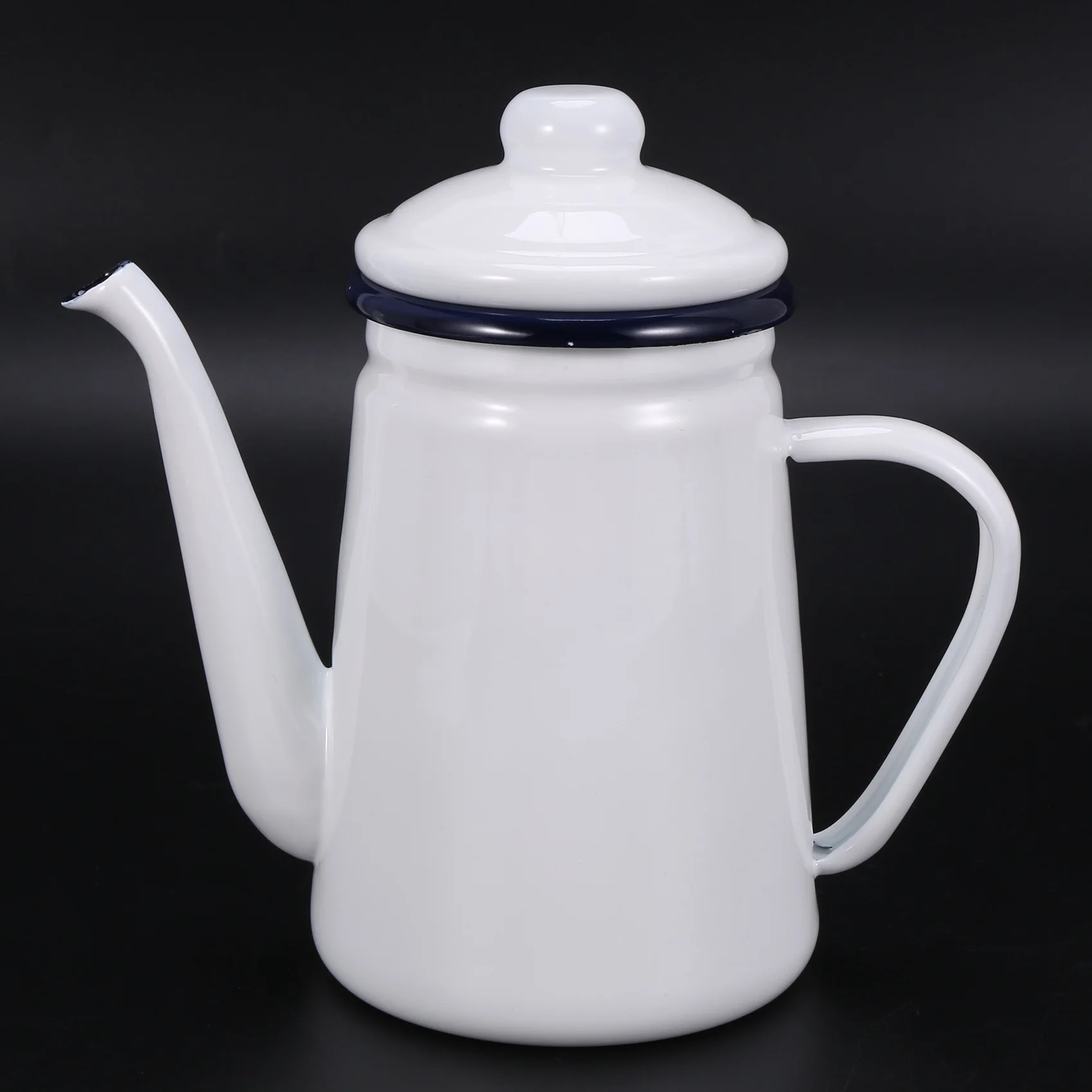 1.1L High-Grade Enamel Coffee Pot Pour over Milk Water Jug Pitcher Barista Teapot Kettle for Gas Stove and Induction Cooker W