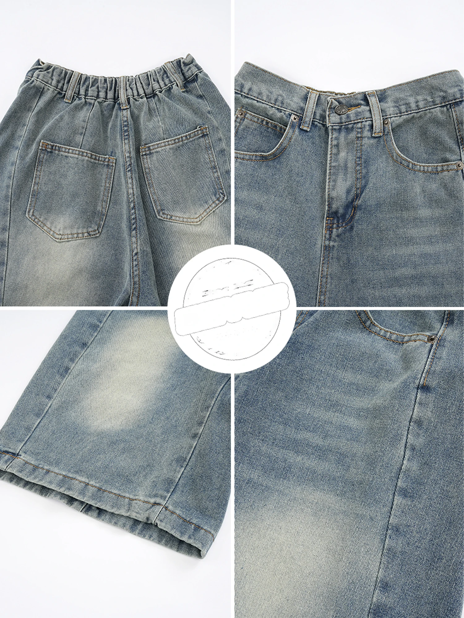 المرأة الأزرق طول الركبة الدنيم السراويل 2000s كاوبوي السراويل خمر Y2k المعتاد صديقها جينس قصير السراويل Harajuku ملابس الصيف #3