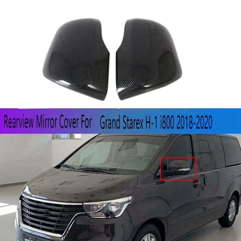 Carbon Fiber Side Door Rearview Mirror Cover Trims Car-Styling Accessories for Hyundai Grand Starex H-1 I800 2018-2020