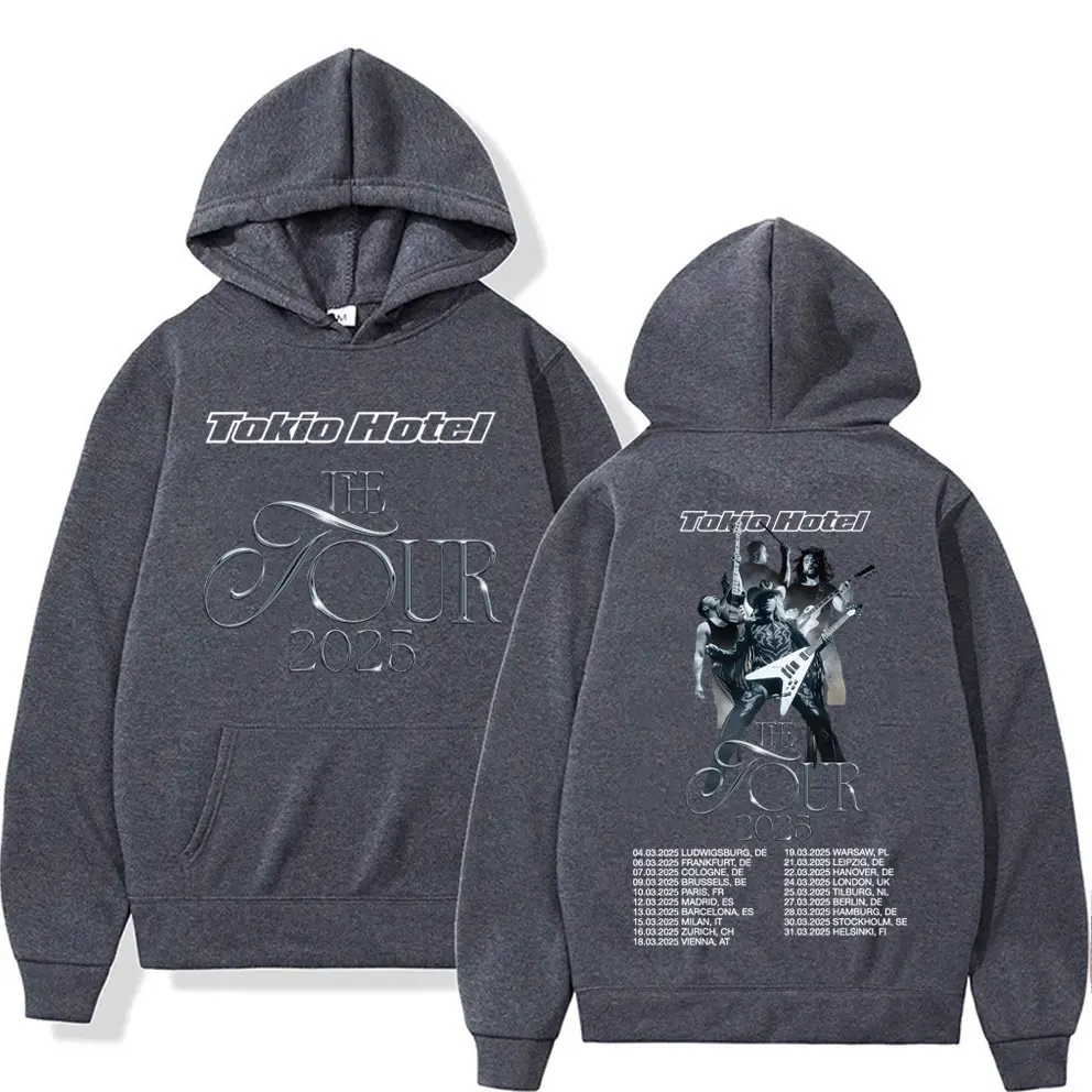 Sudadera con capucha de la mejor famosa banda de Rock alemana para hombre, Sudadera con capucha masculina de gran tamaño, estilo gótico, Punk, Vintage, informal, Tokio Hotel The Tour, 2025