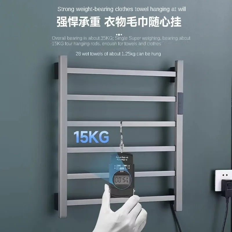 Gun Gray Intelligent RemoteTowel Warmers Gold Disinfection Drying Bathroom Towel Rack Digital Display Heating Wall Hanging