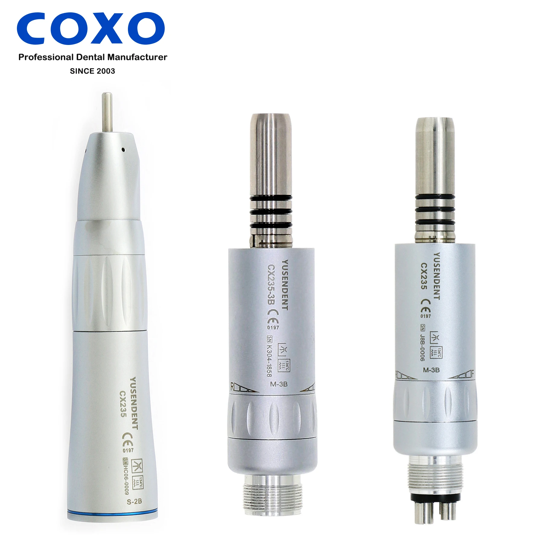 COXO Dental Low Speed Straight Handpiece 1:1 Internal Water Channel ISO E Type Air Motor