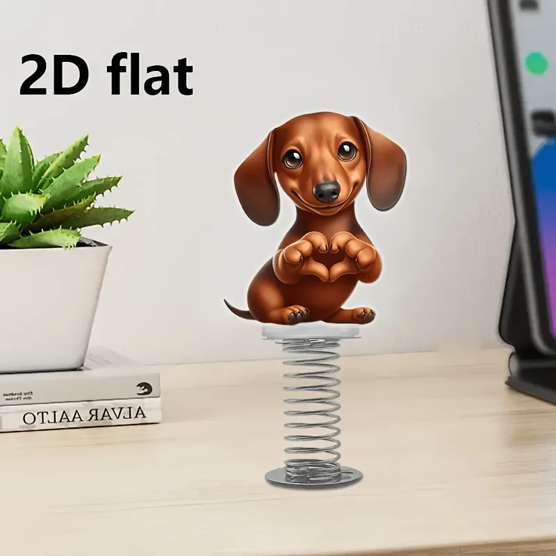 2D Flat 1pc Cute Dax Hound Acrylic Swing Ornament - Perfect for vehicle, table and bike decoration, gifts for family and friends