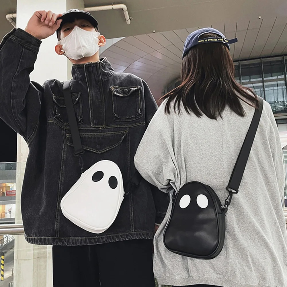 

Ghost Funny Leather Shoulder Bag Lovely Fun Devil Fashion Crossbody Handbags Small Portable Messenger Handbags Zipper for Travel