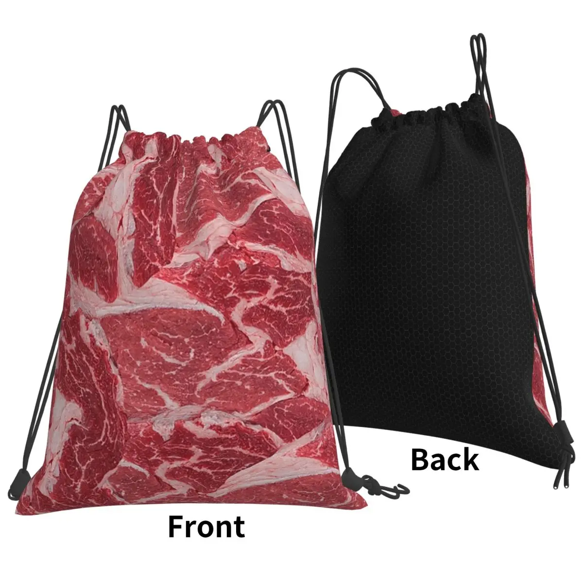 Meat Backpacks Fashion Drawstring Bags Sports Bag Book Bags for Travel School