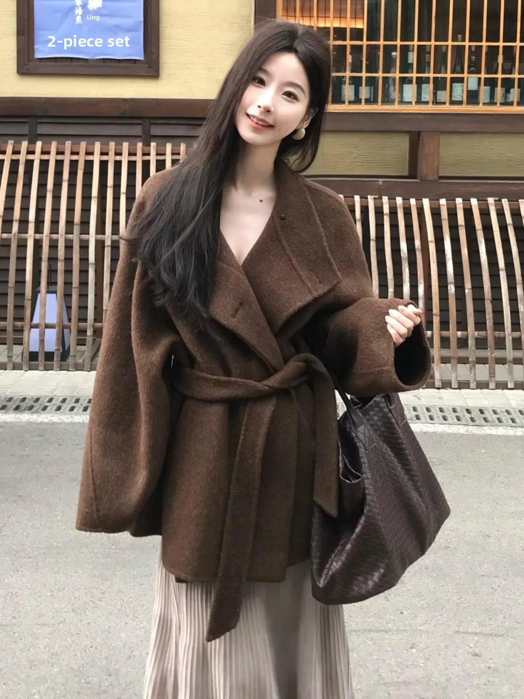 

Коричневое двустороннее шерстяное пальто Camere Hepburn Sle, женская верхняя одежда, осень-зима, Новое поступление, корейский размер, корейский Sle