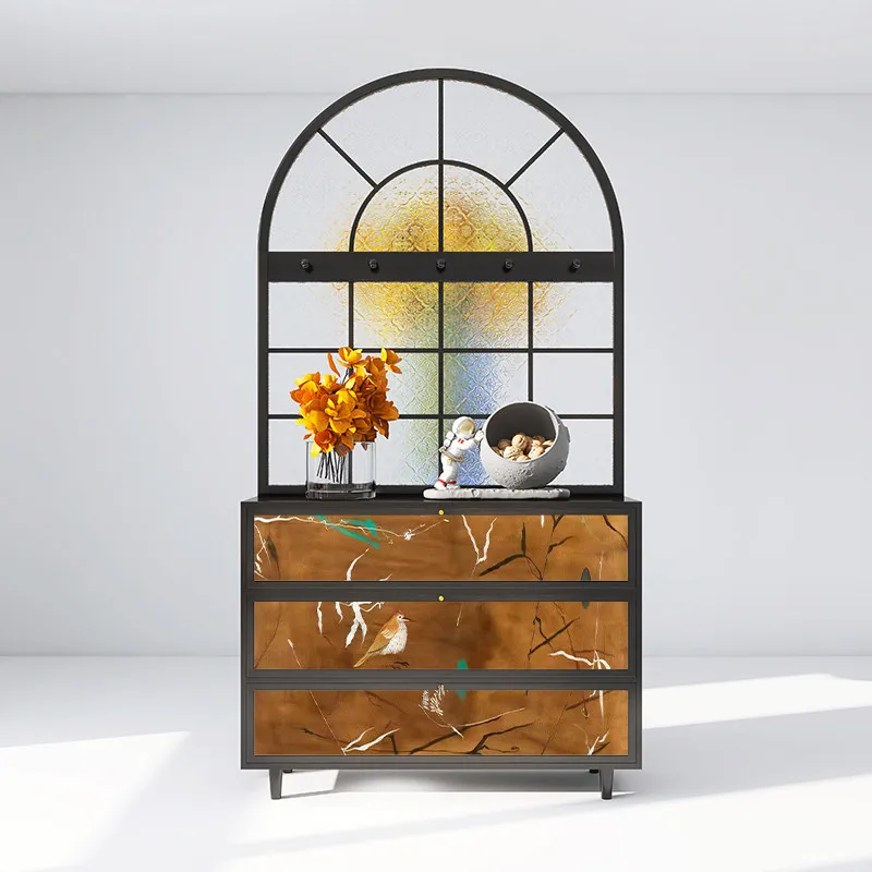 

Solid wood cabinet glass screen porch partition living room sofa side cabinet