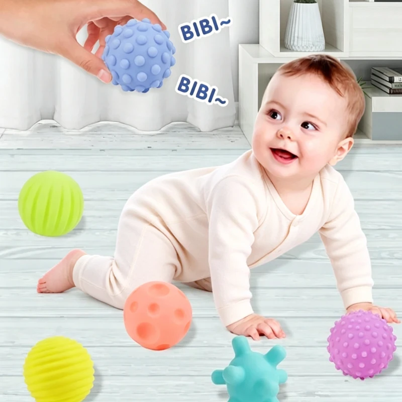 6Pcs Baby Multi Ball Set Montessori Sensory Toys Infant Tactile Hand Grasp Training Balls Developmental Gift for 0‑12 Months