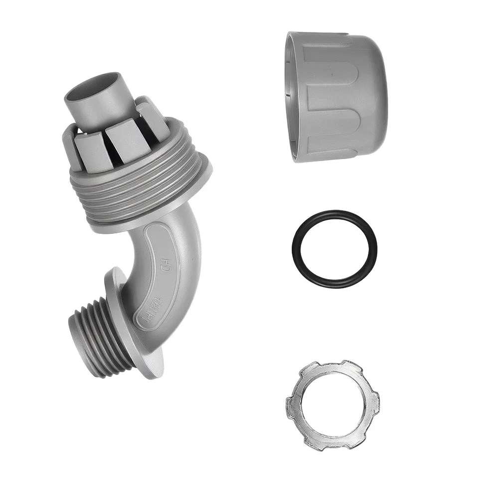 Right Angle 90 Degree Conduit Connector Designed for Water Tight Sealing in Air Conditioner and Renovation Wiring