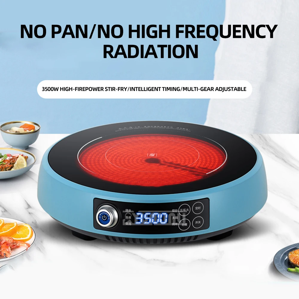 3500W Kitchen Cooker Stove Household Electric Ceramic Stove Temperature Adjustable Heater