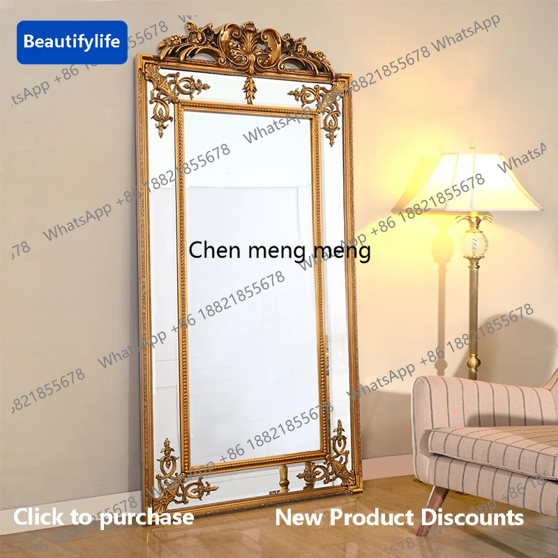 

M183 European full body wall-mounted mirror Home retro full-length mirror Clothing store carved floor mirror