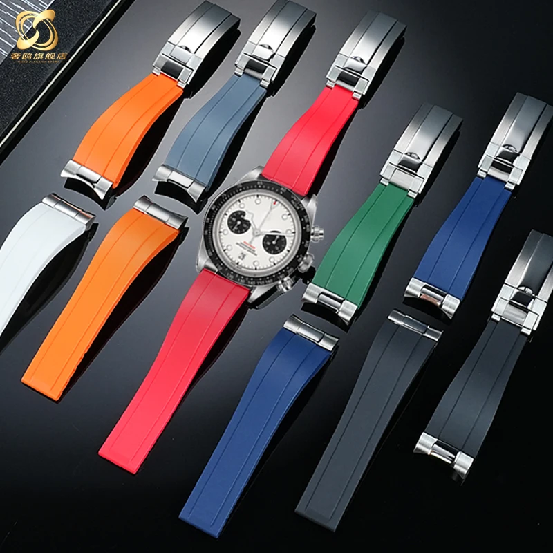 20mm 22mm rubber watchband For Tudor Black Bay Little panda monster Black Shield Modification Silicone Watch strap bracelet men