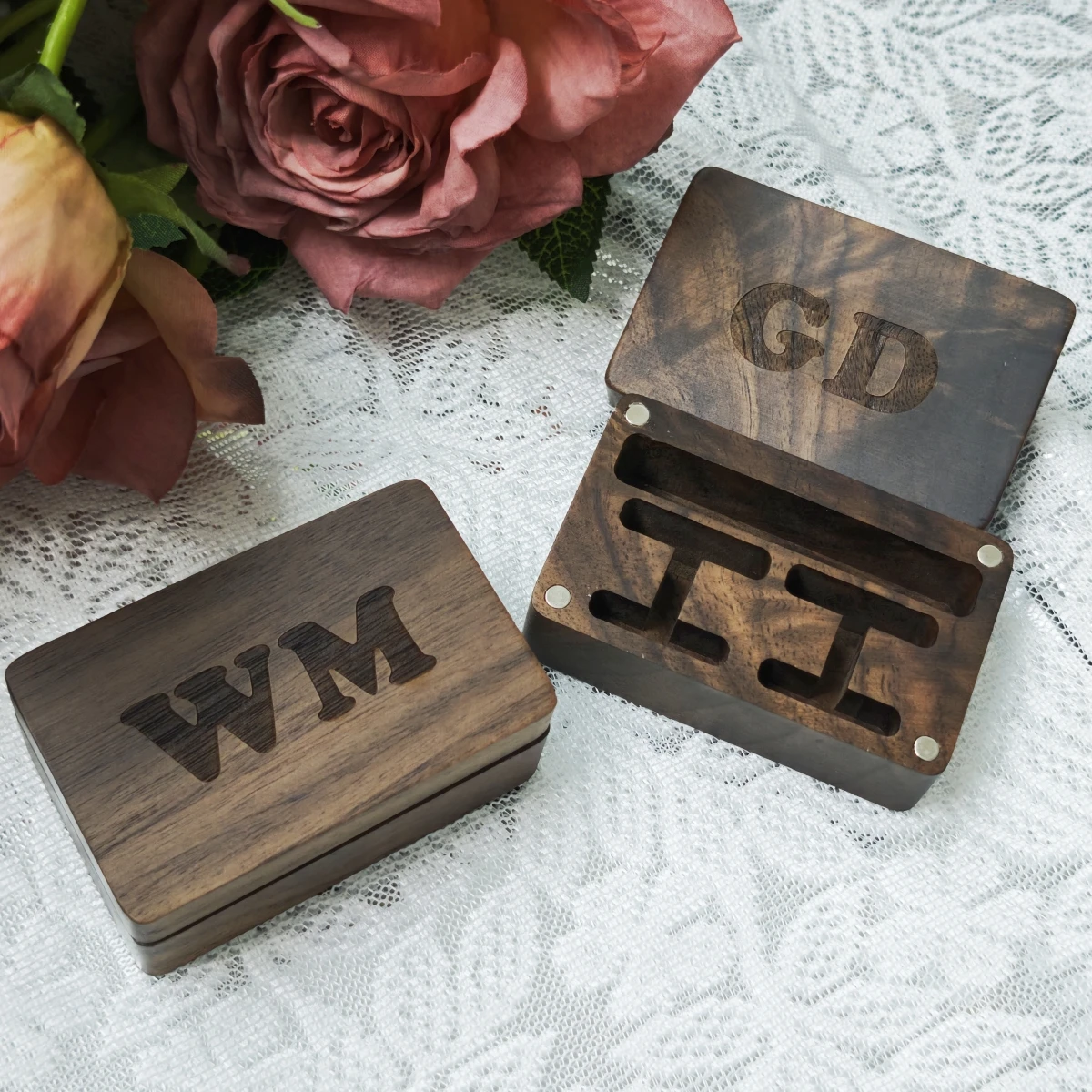 Customized Cufflink Box Personalized Carved Cufflink Box Wooden Cufflink Box Cufflink Box Anniversary Gift Banquet Cufflink Box