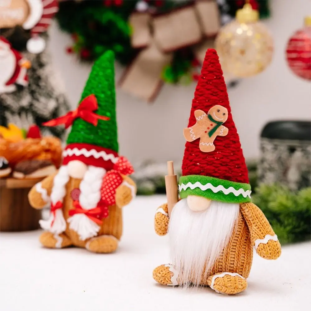 Long Hair/Long Beard Christmas Elf Dwarfs Dolls Rolling Pin Candy Gingerbread Dwarf Dolls Soft Cartoon Winter Gnomes Decorations