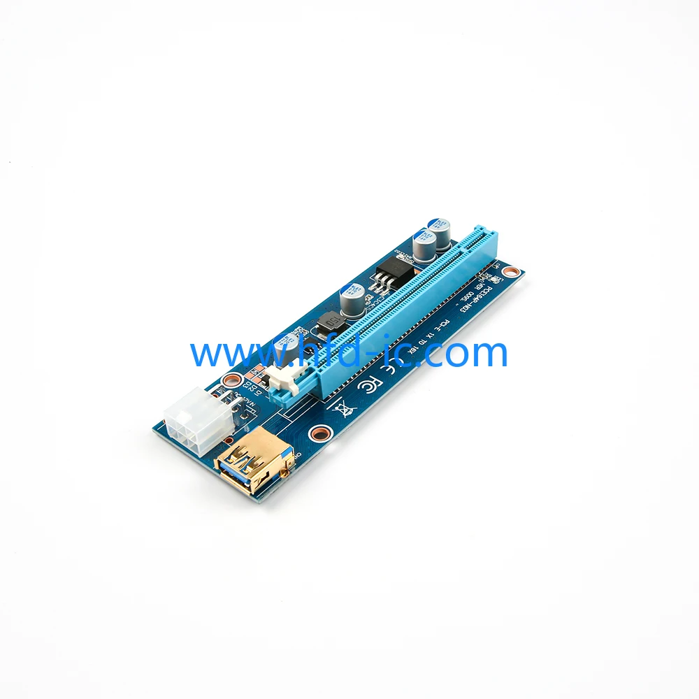 Blue 009S PCI-E 1x To 16X Adapter Riser Card 4PIN Power Connector 60CM USB Cable FOR Graphics Card Rig Frame