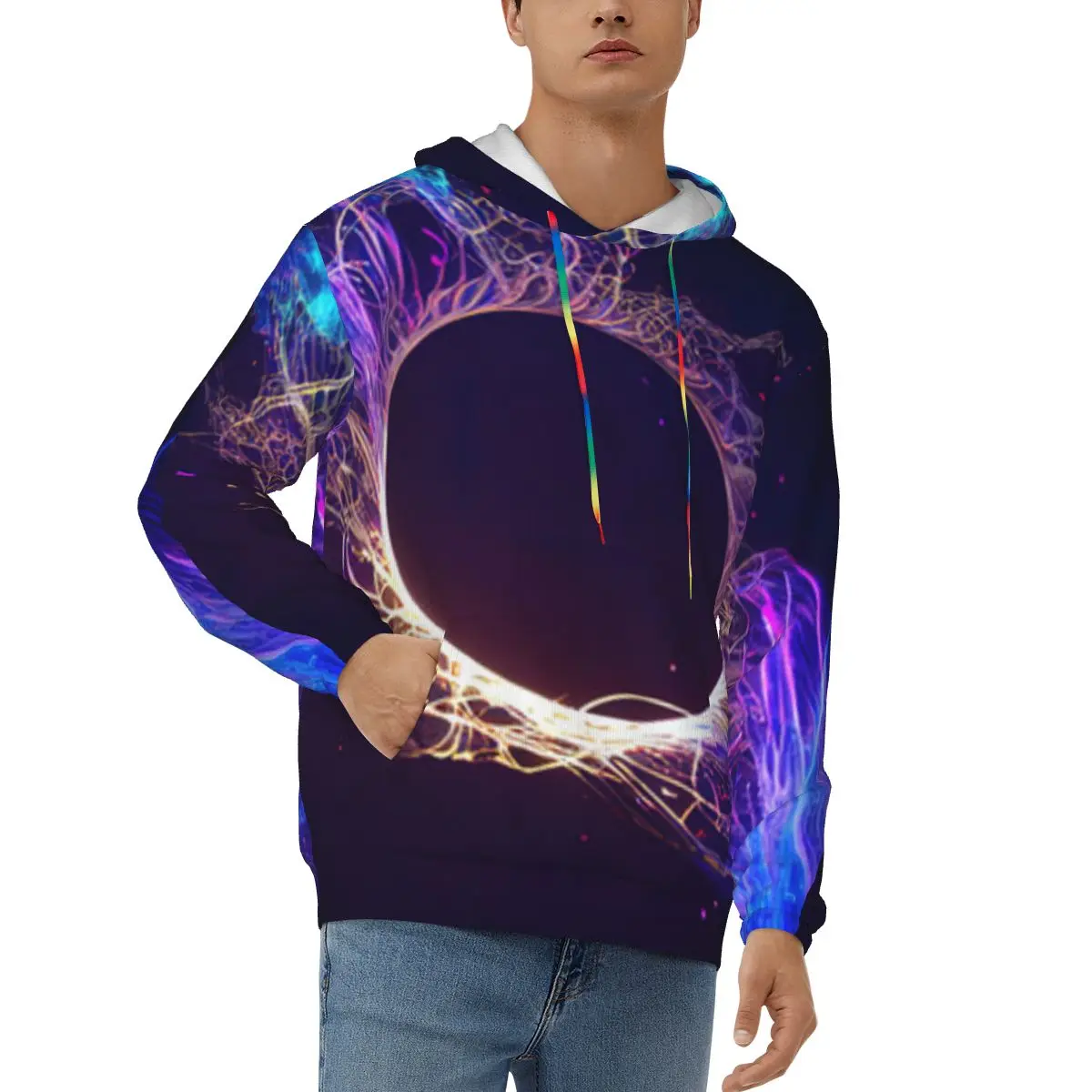 Men Hoodies Streetwear Hoodie Abstract Pulsing Ring Sweatshirt Casual Male Autumn Winter Pullover Hoody