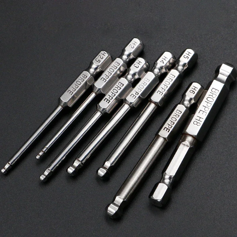 

7pcs 1/4" H2-H8 Ball Head Hex Screwdriver Bit Set 65mm Electric Drill Hexagonal S2 Screw Driver Bits Magnetic Power Driver Tools