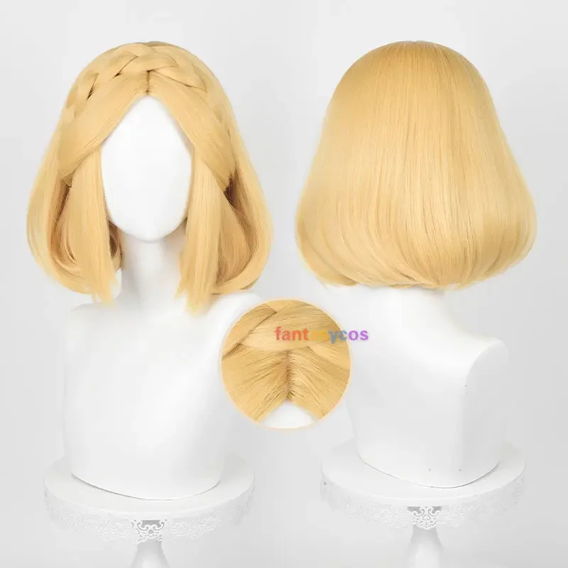 شعر مستعار مضفر بأذني قزم للنساء ، شعر اصطناعي ، مقاوم للحرارة ، الأميرة زيلدا ، شقراء ، عيد هالواين ، تنفس البرية